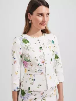 Твидовый жакет Emmaline с цветочным принтом Hobbs, слоновая кость/мульти