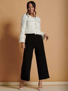 Твидовый жакет с бахромой Jolie Moi, крем