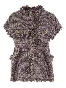 Твидовый жакет с бахромой SACAI, коричневый