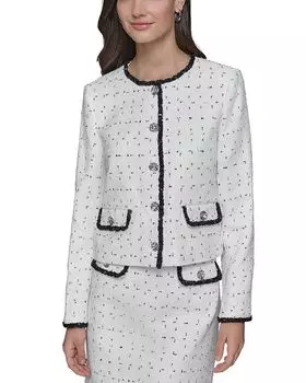 Твидовый жакет с бисерной отделкой KARL LAGERFELD PARIS, белый