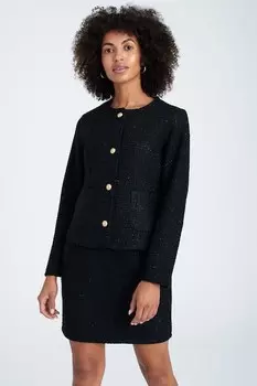 Твидовый жакет с блестящими нитями GreenPoint, черный