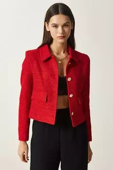 Твидовый жакет с длинными рукавами Happiness Istanbul Happiness Istanbul, красный
