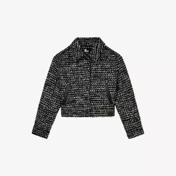 Твидовый жакет с контрастной отделкой The Kooples, черный