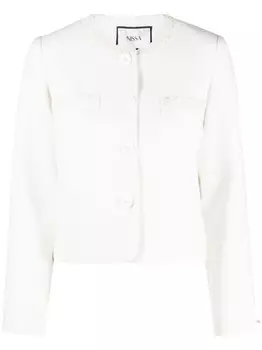 Твидовый жакет с кружевом NISSA, белый