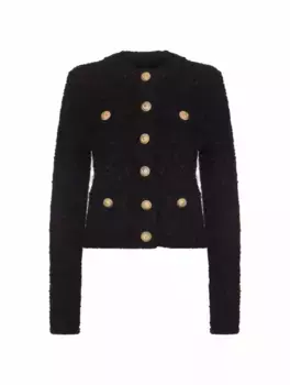 Твидовый жакет с люрексом Balmain, черный