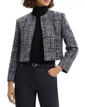 Твидовый жакет с открытым передом Theory, мультиколор