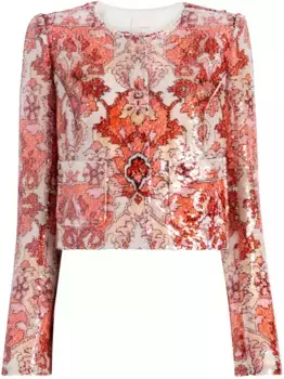 Твидовый жакет с пайетками Cinq A Sept, розовый