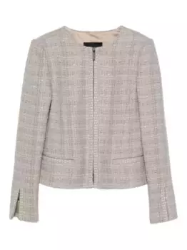 Твидовый жакет с пайетками EMPORIO ARMANI, серый