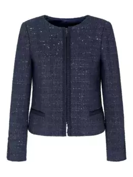 Твидовый жакет с пайетками EMPORIO ARMANI, синий