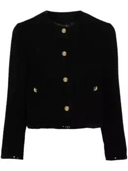 Твидовый жакет с пайетками MIU MIU, черный