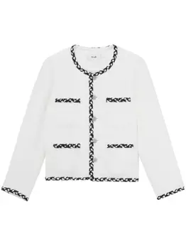 Твидовый жакет с плетеной отделкой b+ab, белый