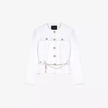 Твидовый жакет с регулируемым ремнем и подвеской Maje, цвет blanc