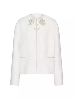 Твидовый жакет с вышивкой Glaze Valentino Garavani, цвет ivory silver