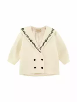 Твидовый жакет с вышивкой Gucci, бежевый