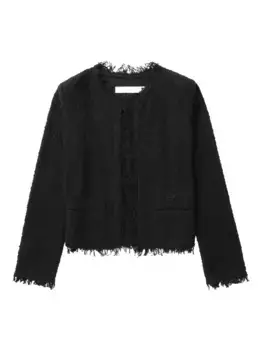 Твидовый жакет Shavani с бахромой IRO, черный