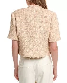 Твидовый жакет St. John из смесовой шерсти, бежевый