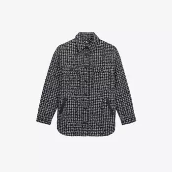 Твидовый жакет свободного кроя с воротником The Kooples, черный