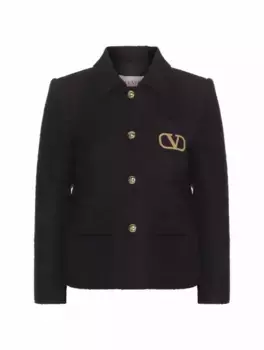 Твидовый жакет V-logo Valentino Garavani, тёмно-синий