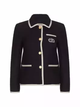 Твидовый жакет V-logo Valentino Garavani, тёмно-синий