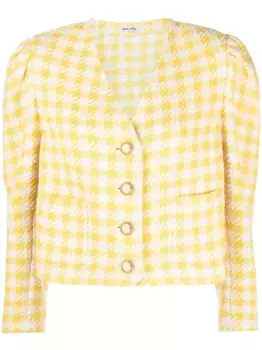 Твидовый жакет в ломаную клетку MIU MIU, желтый