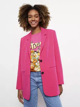 Твидовый женский пиджак прямого кроя с длинным рукавом LCW Casual