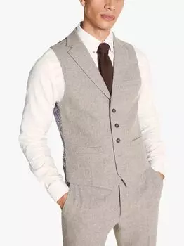 Твидовый жилет приталенного кроя Moss London Donegal, камень