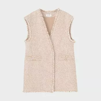 Твидовый жилет среднего размера PLST, бежевый