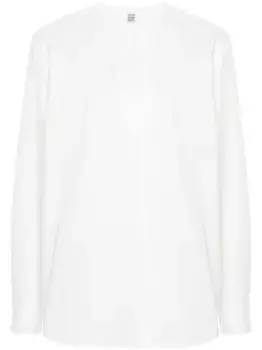 Твиловая блузка без воротника TOTEME, белый