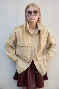 Твиловая блузка оверсайз H&M, бежевый