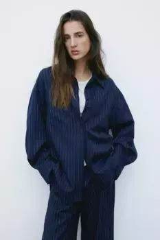 Твиловая блузка оверсайз H&M, синий