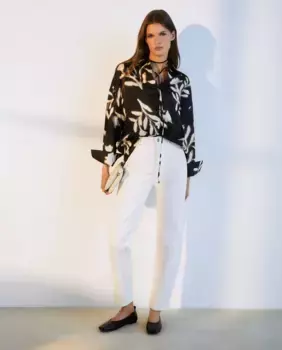 Твиловая блузка с длинными рукавами Woman El Corte Ingls, черный