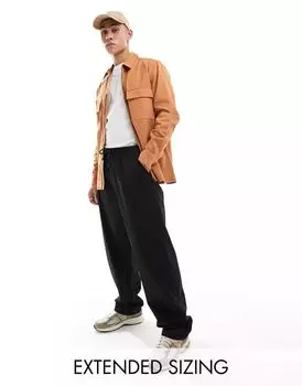 Твиловая куртка-рубашка на молнии медно-коричневого цвета ASOS