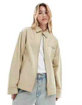 Твиловая рубашка Харрингтон ASOS DESIGN с камнем
