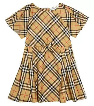 Твиловое платье burberry в клетку Burberry Kids, мультиколор
