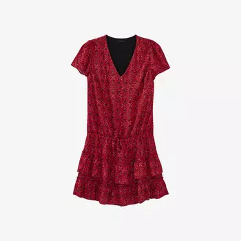 Твиловое платье мини с принтом бандана и короткими рукавами Ikks, красный