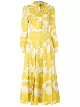 Твиловое платье с принтом VALENTINO GARAVANI, желтый