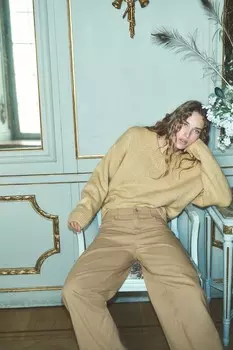 Твиловые брюки бочкообразного кроя H&M, бежевый