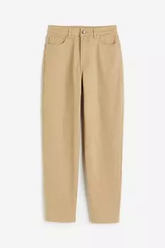 Твиловые брюки Mom Loose Fit H&M, бежевый