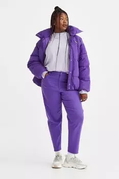 Твиловые брюки свободного кроя H&amp;M+ Mom, фиолетовый