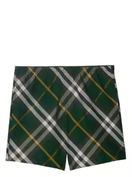 Твиловые плавки-шорты в клетку BURBERRY, зеленый
