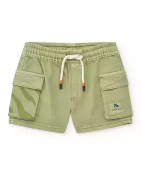 Твиловые шорты-бермуды для мальчика с карманами-карго Tuc tuc, цвет Caqui