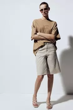 Твиловые шорты-бермуды H&M, бежевый