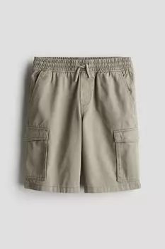 Твиловые шорты карго H&M, зеленый