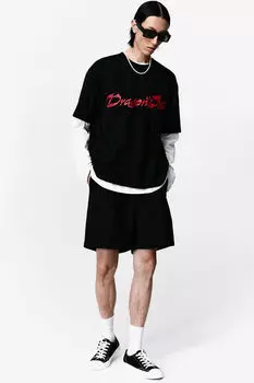 Твиловые шорты свободного кроя H&M, черный