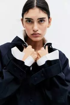 Твиловый пиджак с воротником H&M, синий