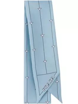 Твиловый шарф с геометричным принтом Prada, синий