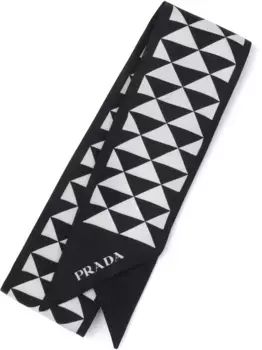 Твиловый шарф с логотипом Prada, черный