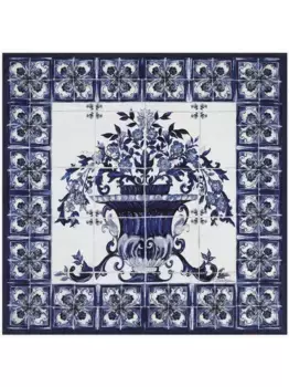 Твиловый шарф с принтом Majolica DOLCE & GABBANA, синий