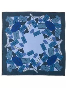 Твиловый шарф с принтом Prada, синий