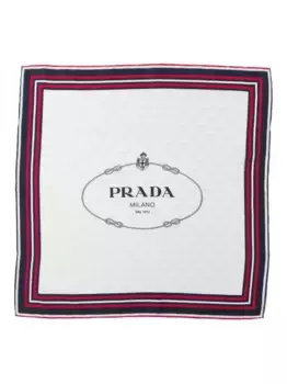 Твиловый шарф с жаккардовым логотипом Prada, нейтральный